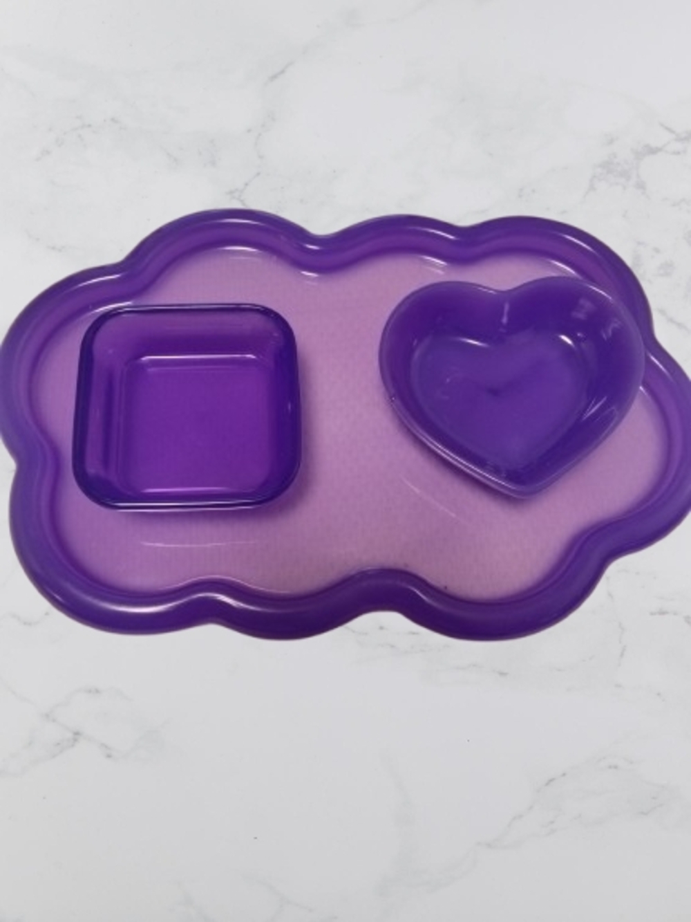 Purple Decorative Serving Tray with Heart and Square Dishes